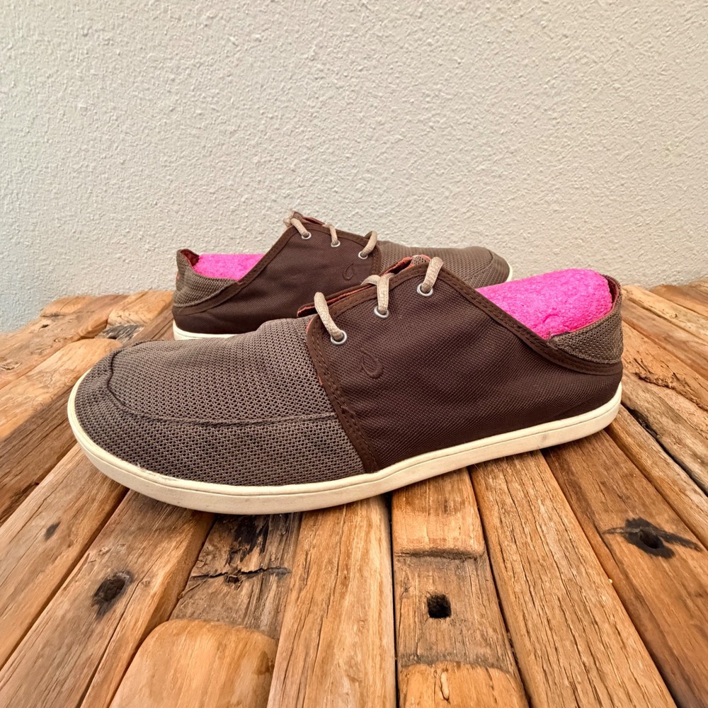 OluKai Nohea Lace Mesh Size 12 Brown Casual Sneakers 10242-4343